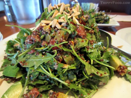 An arugula-heavy quinoa salad