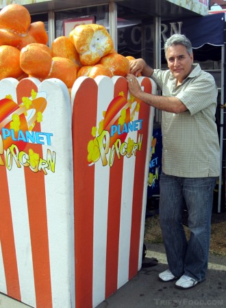 Working on the small size popcorn at the OC Fair