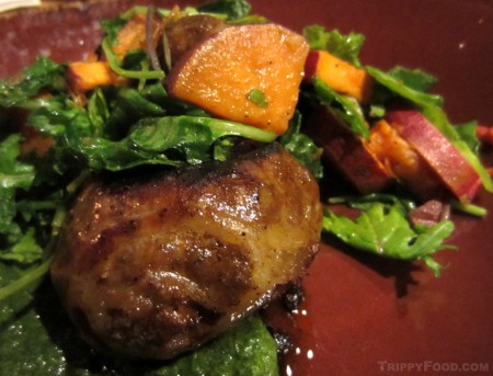 Un-cased Merguez with sweet potato